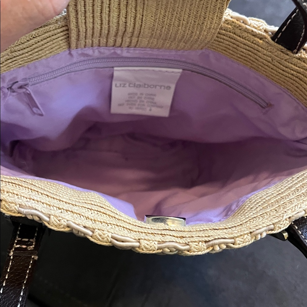 Rattan Liz Claiborne Small Basket Tan & Brown Handbag Shoulder Purse, NWOT - Picture 8 of 11
